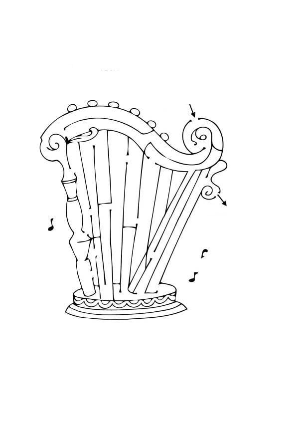 Coloring page harp maze