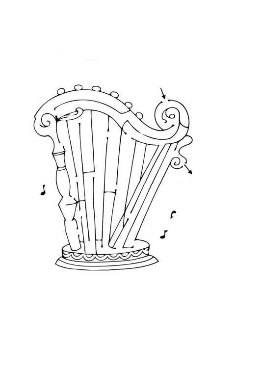 Coloring page harp maze