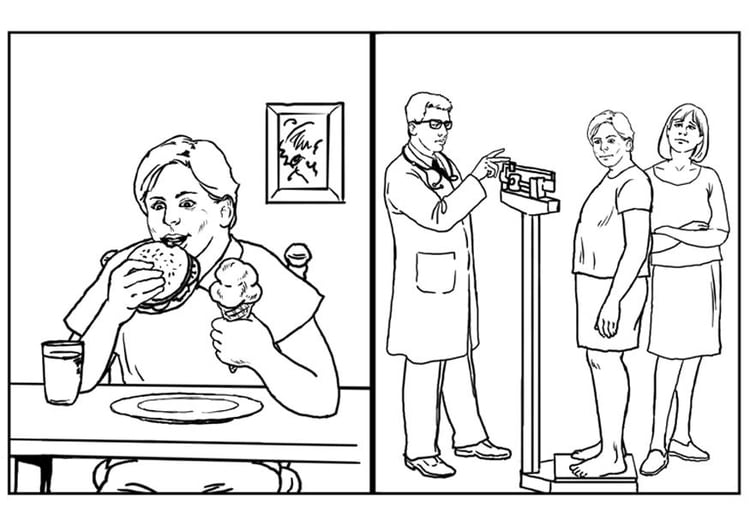 Coloring page health - food