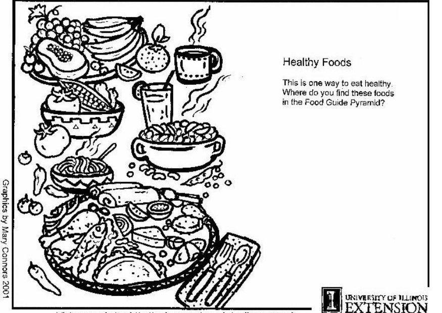Coloring page healthy foods