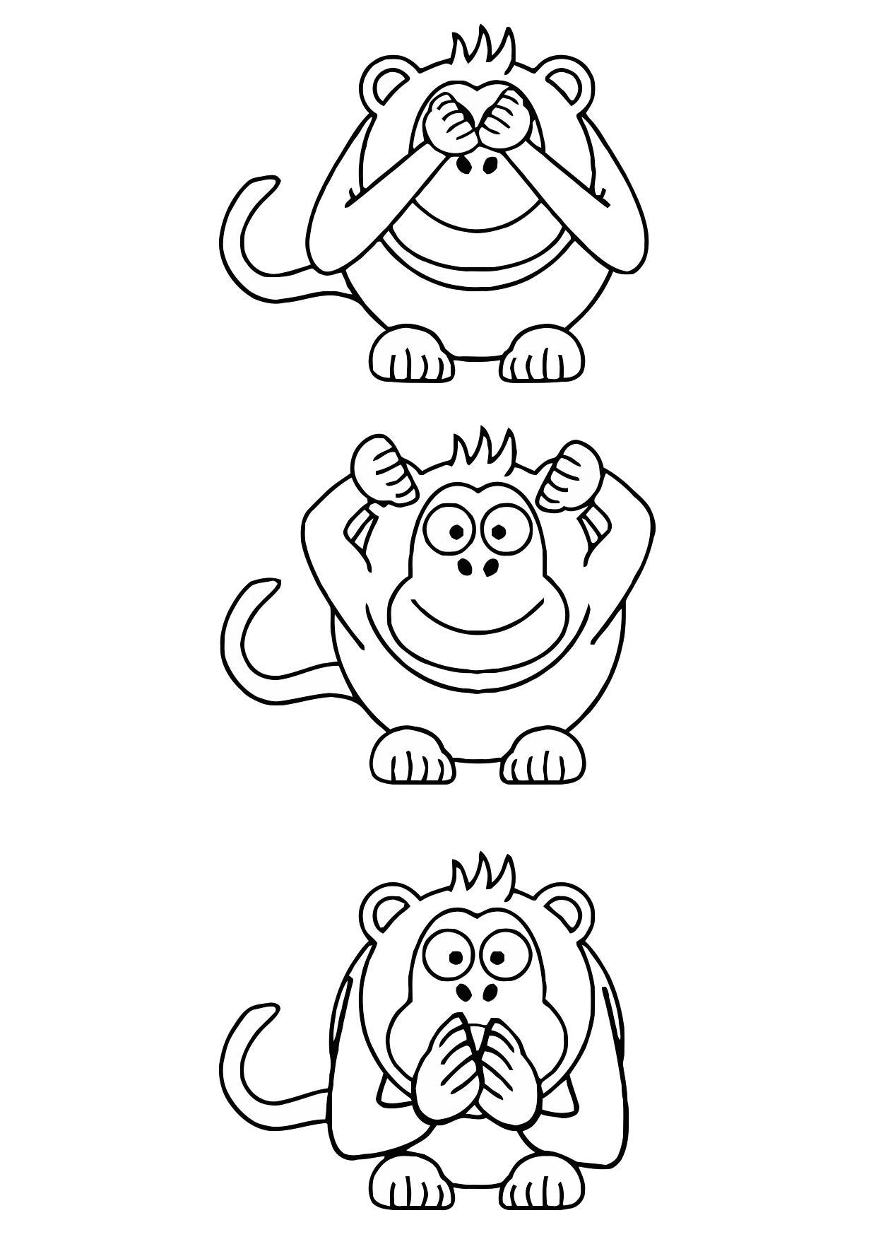 Coloring Page hear no evil, see no evil, speak no evil - free printable coloring pages