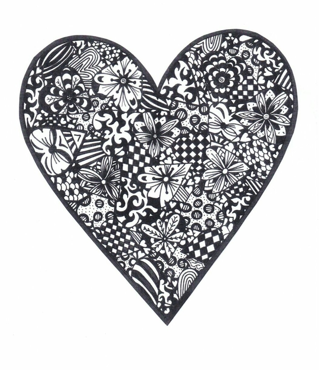 Coloring page heart with flowers
