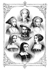 coloring-page Henry VIII and 6 wives