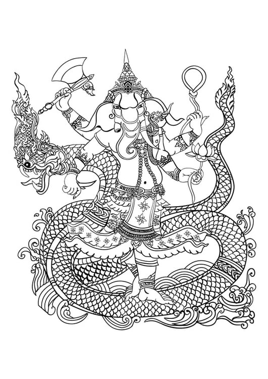 Coloring page hindu god Ganesh
