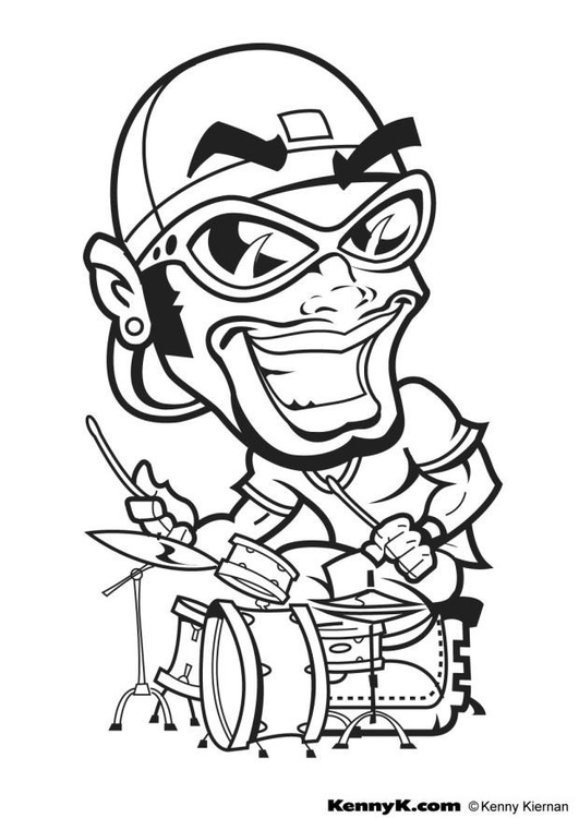 Coloring page hip hop drummer