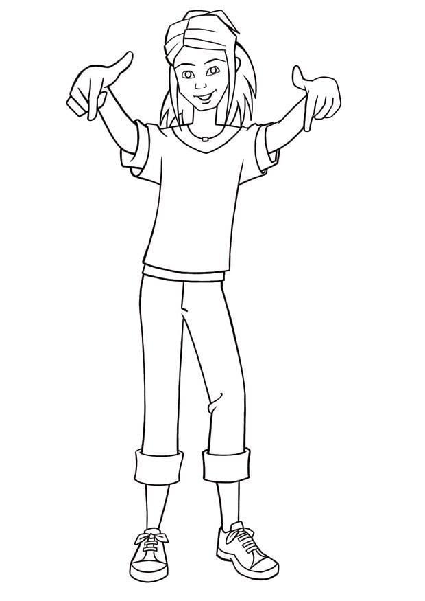 Coloring page hip hop girl