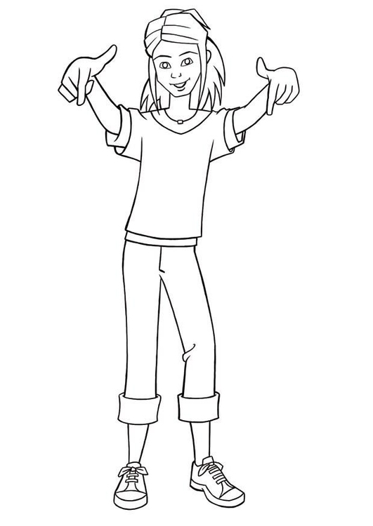 Coloring page hip hop girl