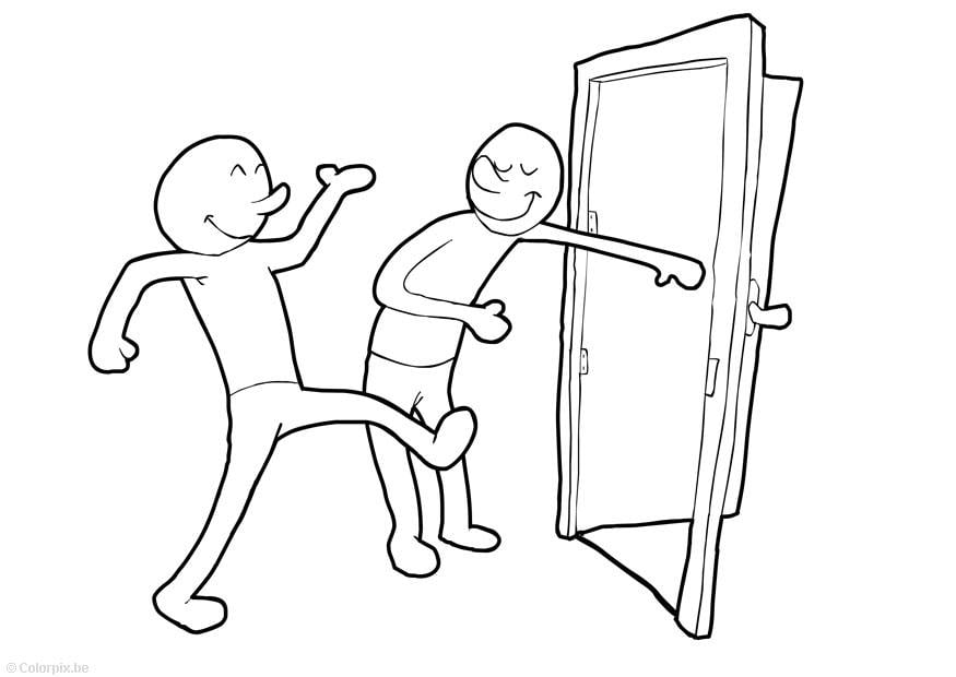 Coloring page hold door open