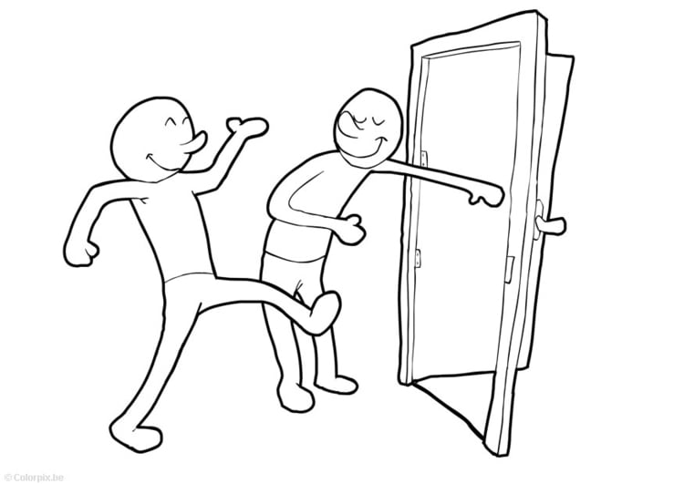 Coloring page hold door open