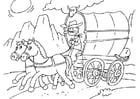 Coloring page horse and tilt cart
