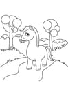 Coloring pages horse in the forest