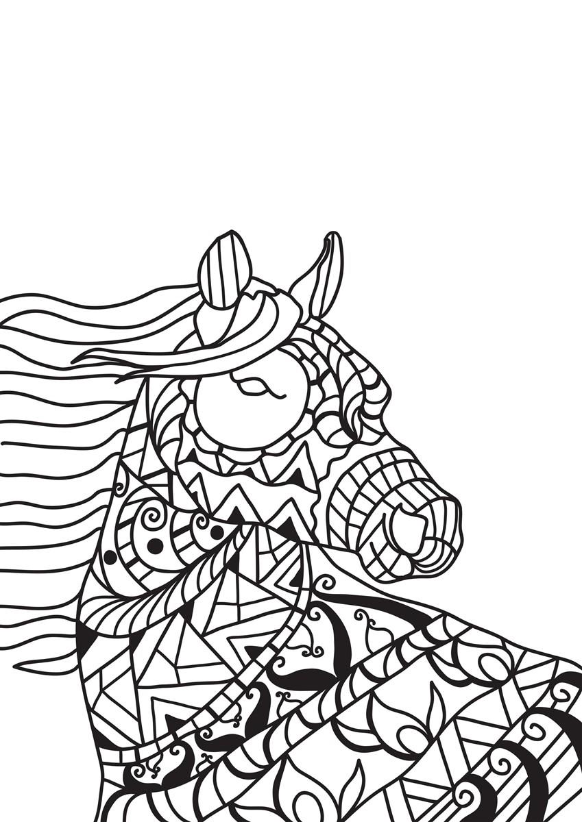Coloring page horse in the wind