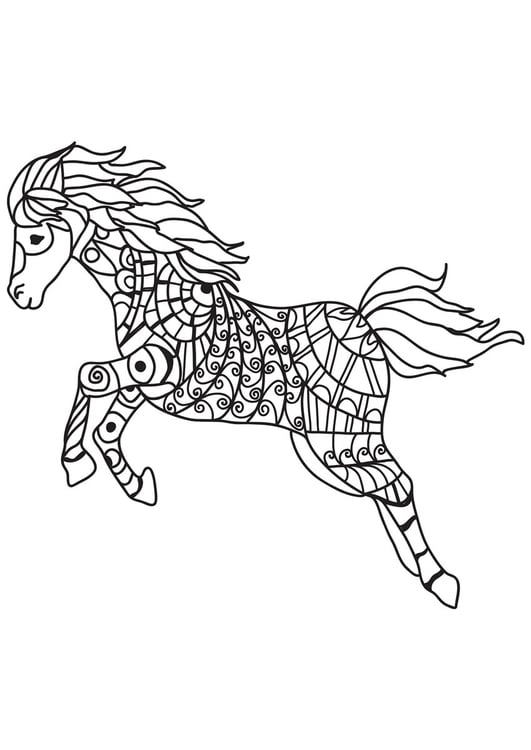 Coloring page horse jumps