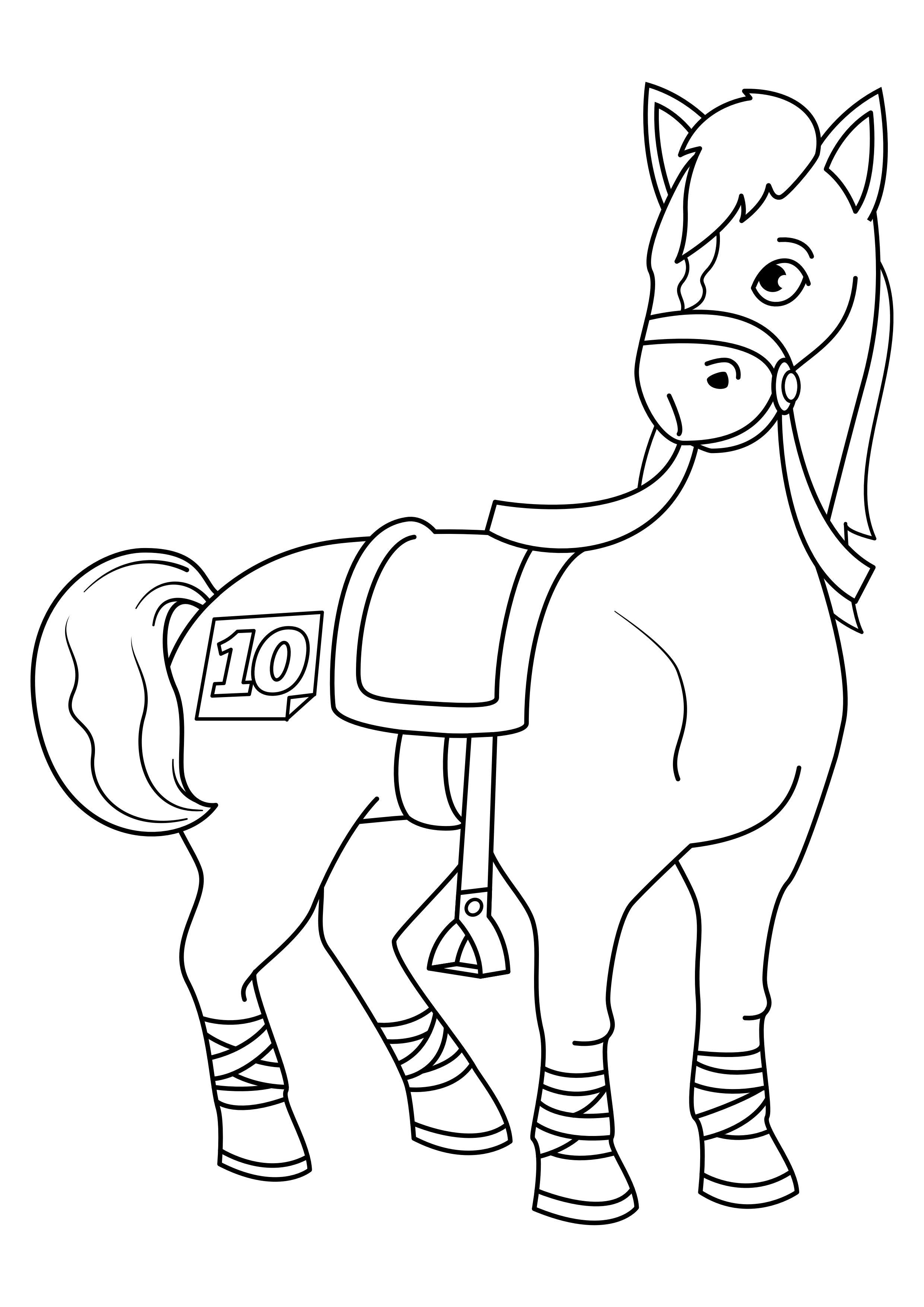Coloring page horse on competition