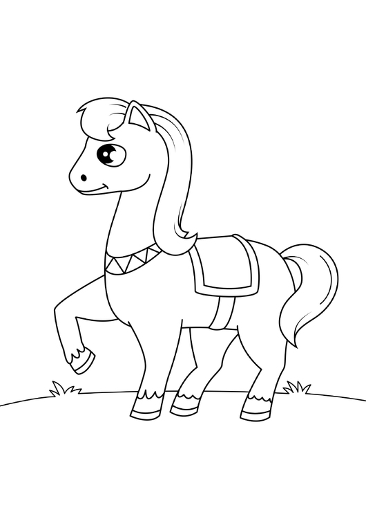 Coloring page horse on the go