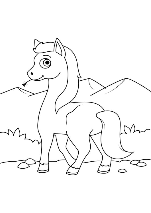 Coloring page horse on the go