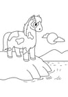 Coloring pages horse on the water