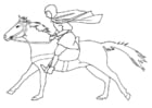 Coloring page horse rider galloping