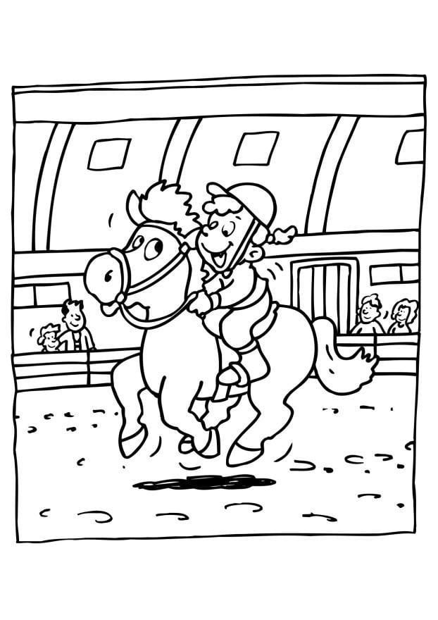 Coloring page horse riding