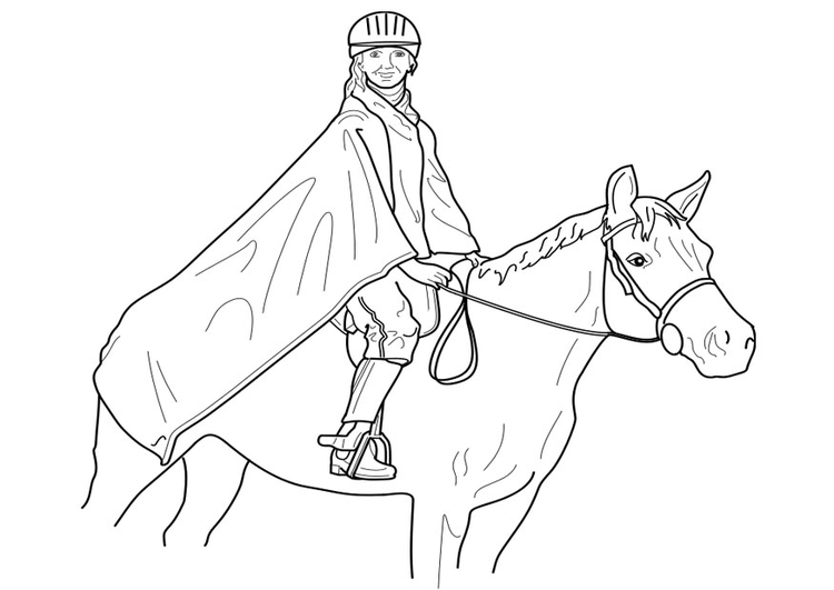 Coloring page horse riding