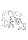 Coloring page horse with foal