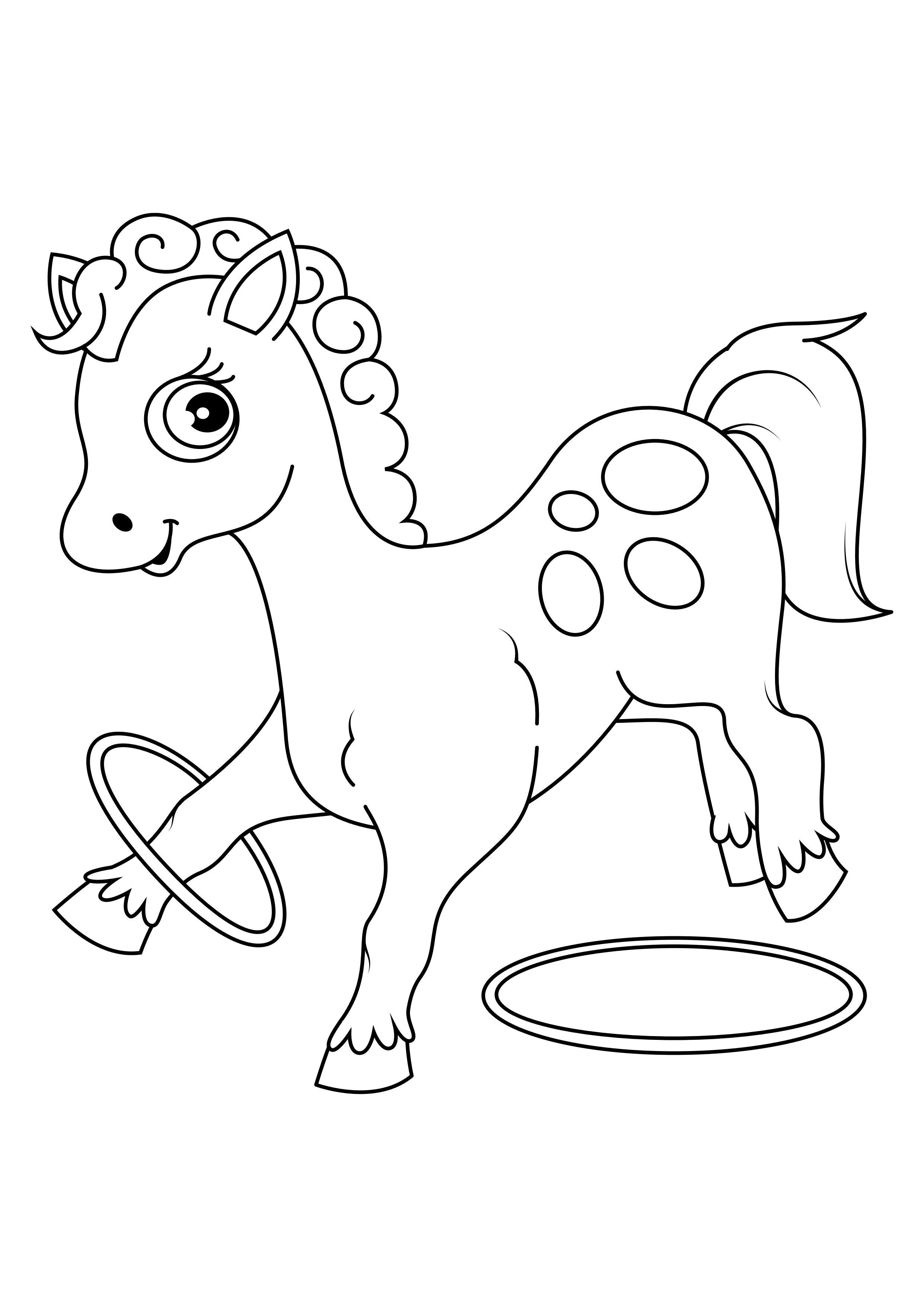 Coloring page horse with hoops