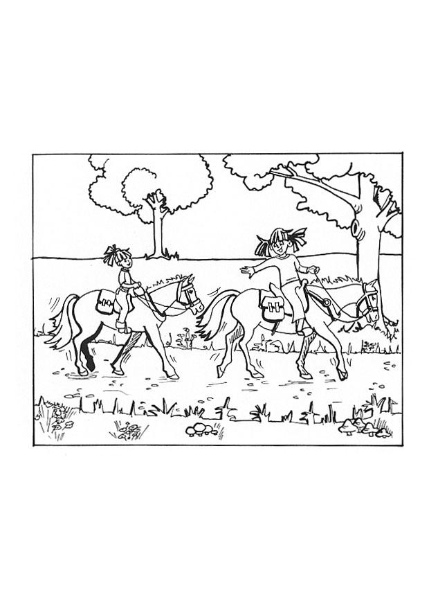 Coloring page horseback riding
