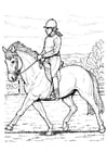 Coloring page horse-back riding