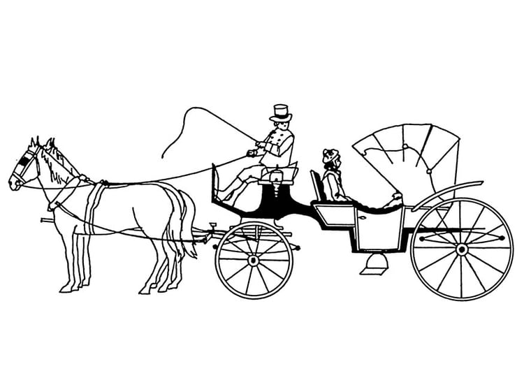 coloring page horses and carriage  free printable coloring