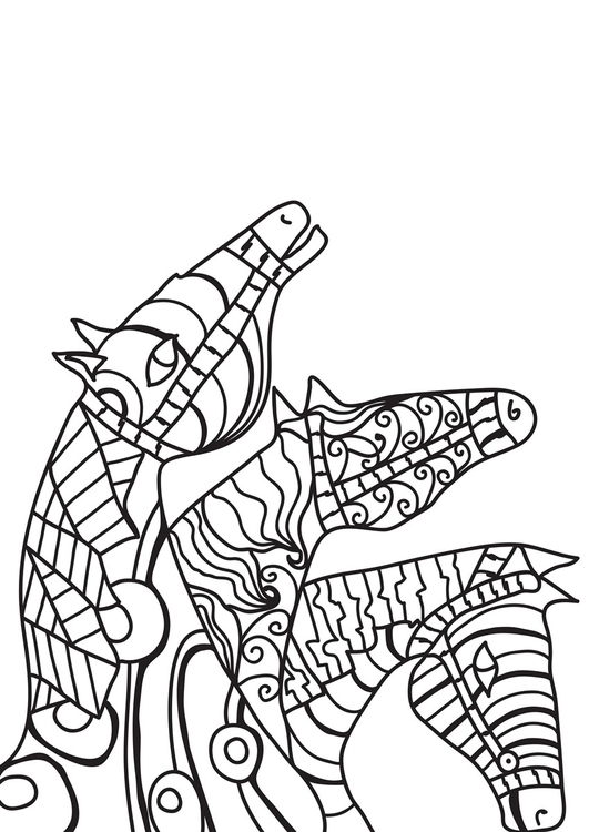 Coloring page horses