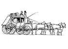 Coloring page horses with carriage