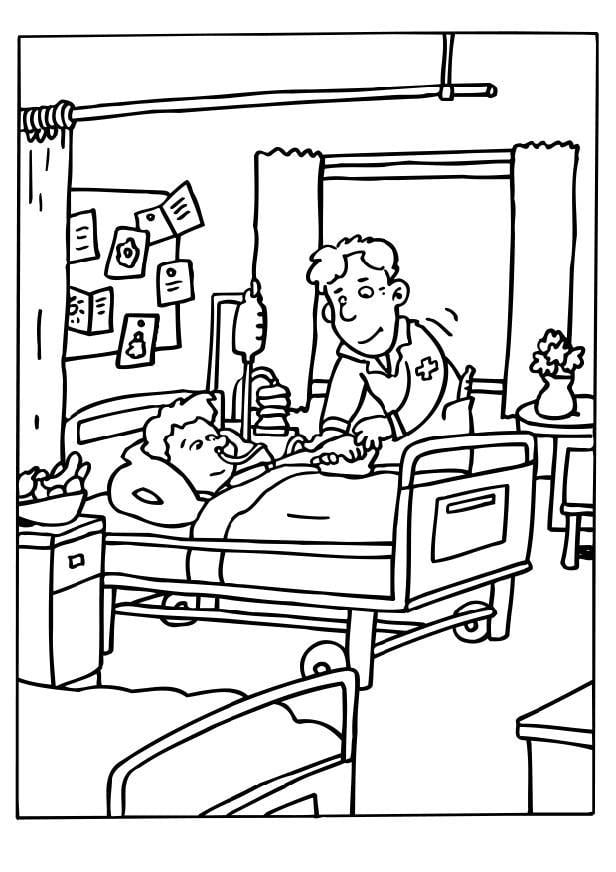 Coloring page hospital bed