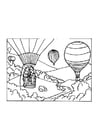 Coloring page hot air balloon