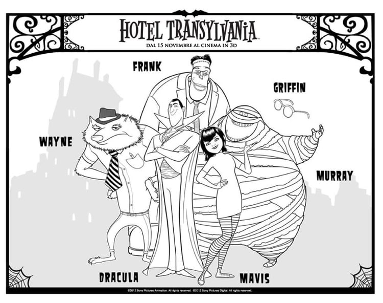 Coloring page hotel Transilvania