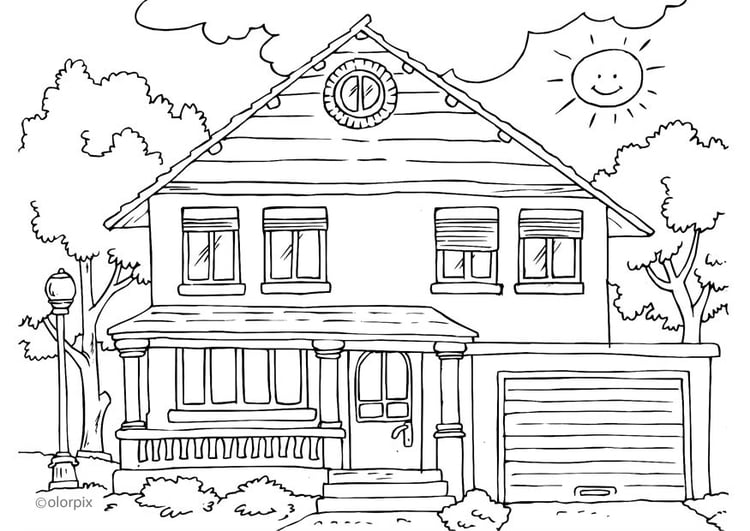 Coloring page house - exterior