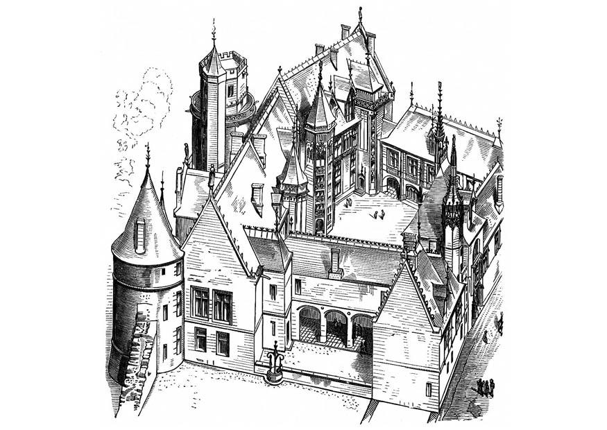 Coloring page house in France 1443