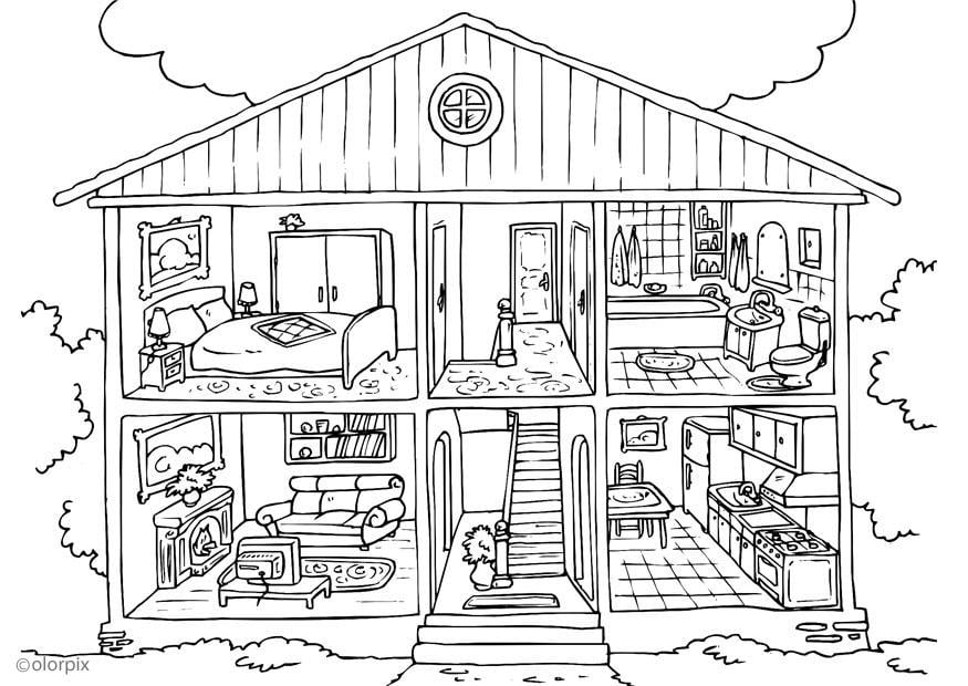 Coloring page house - interior