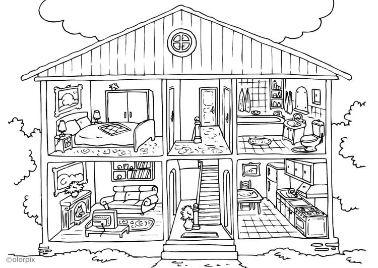 Coloring page house - interior