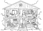 Coloring page house - interior