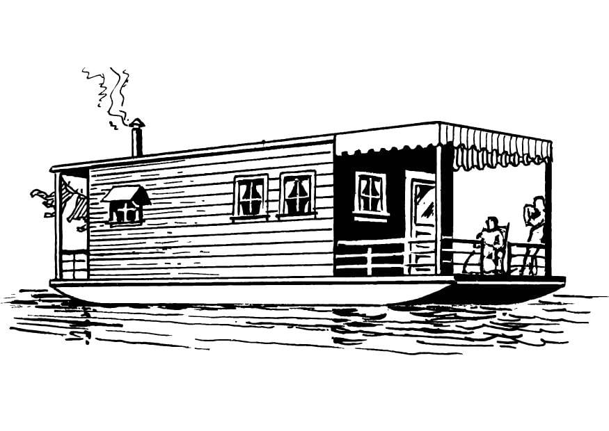 Coloring page houseboat