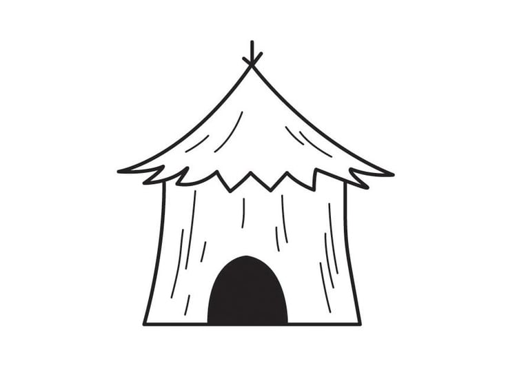 Coloring page hut