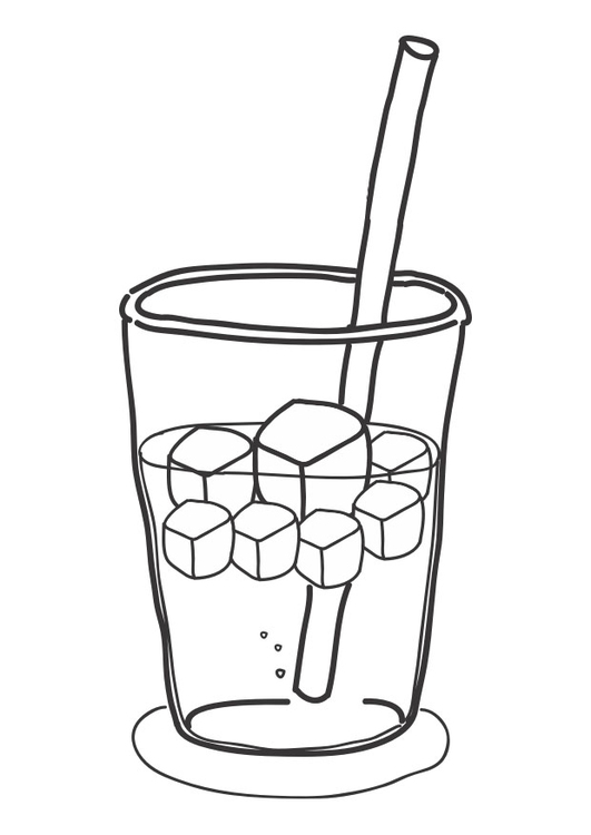 Coloring page icecubes in drink