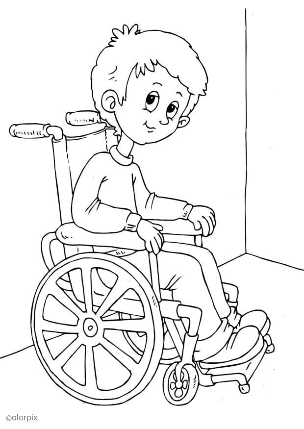 Coloring page in a wheelchair