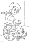 Coloring page in a wheelchair