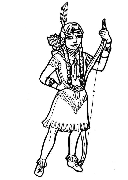 Coloring page indian girl