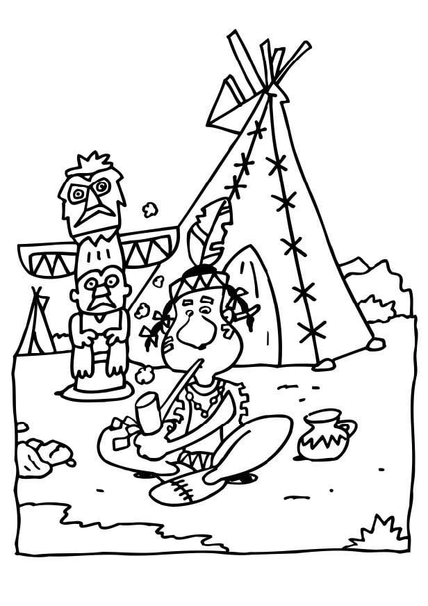 Coloring page indian teepee