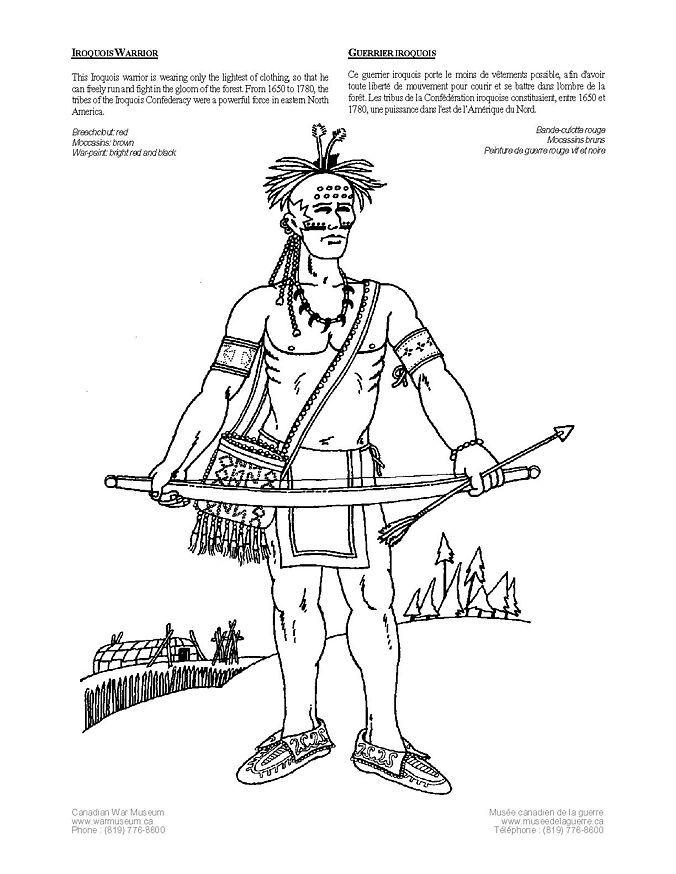 Coloring page iroquois warrior