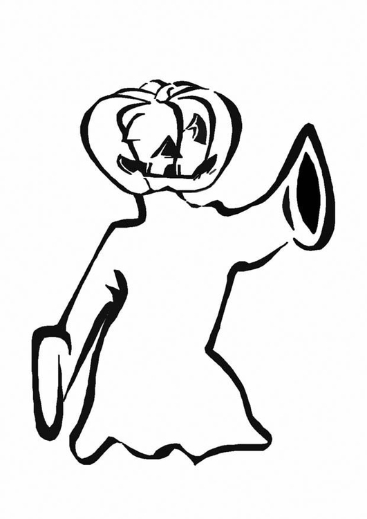 Coloring page jack-o-lantern- ghost