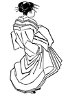 Coloring pages Japanese woman