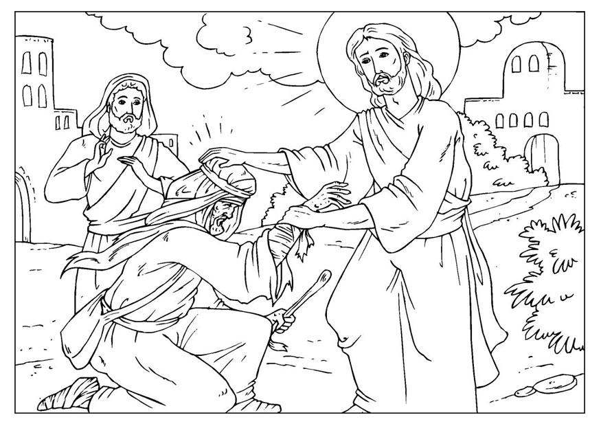 jesus heals the blind man coloring page